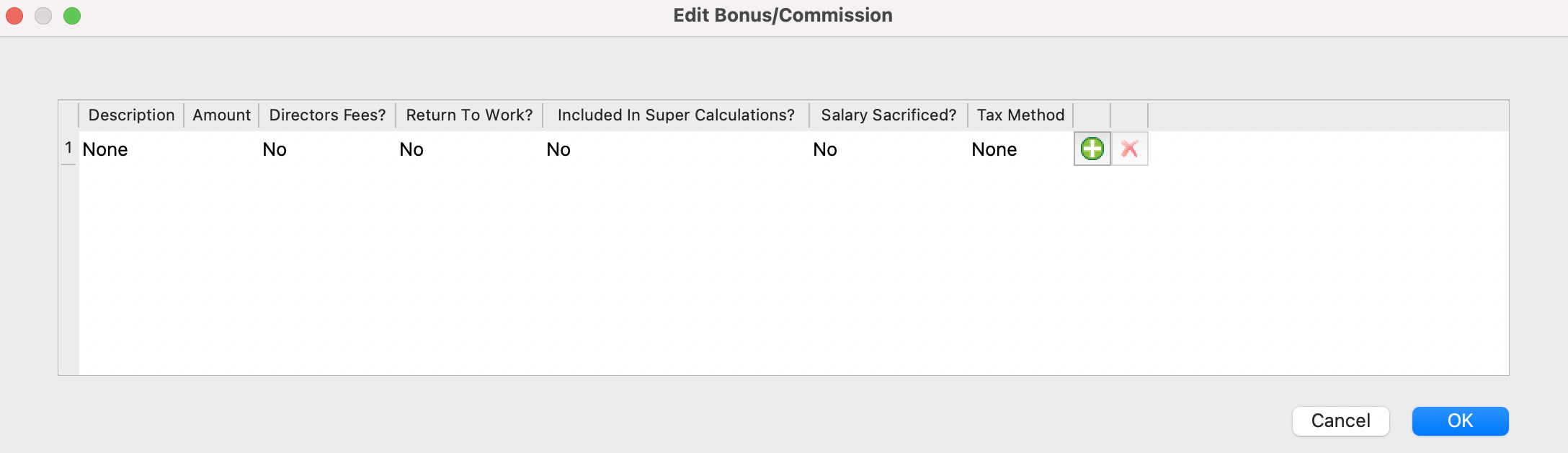 Add a bonus with the plus symbol