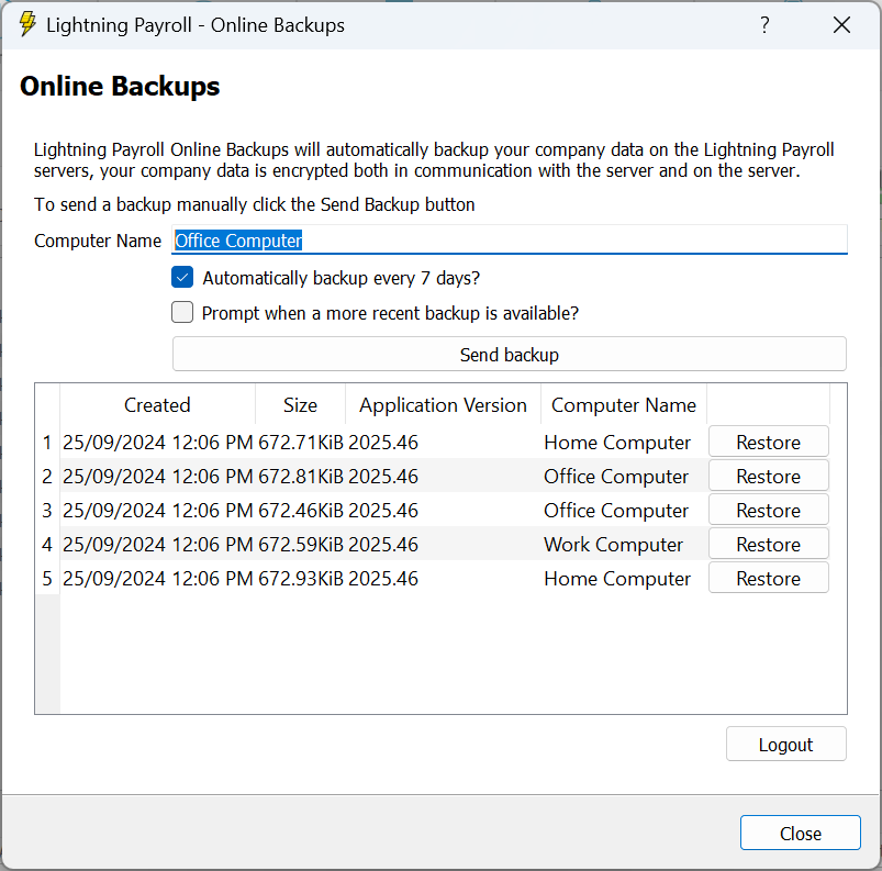 Online Backup Restore