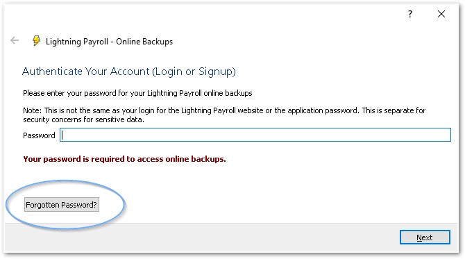 Online Backups Password