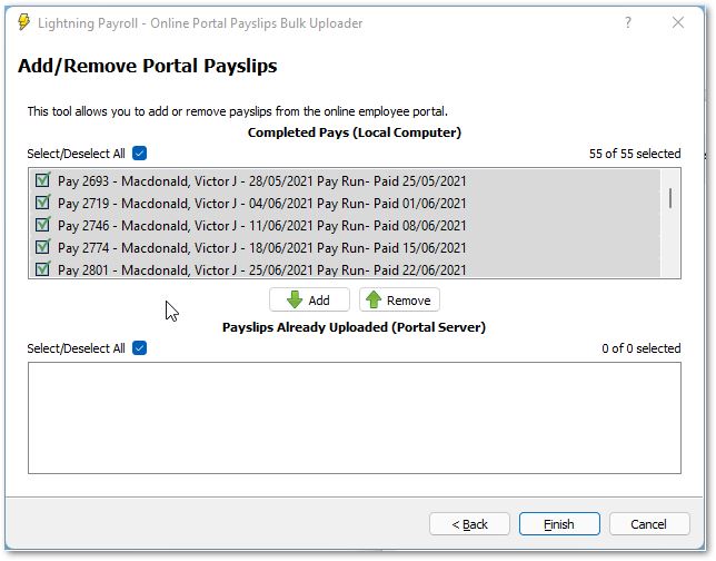 Select Payslips To Add