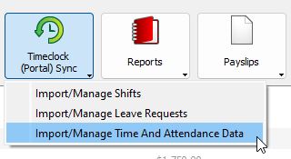 Time and attendance menu option