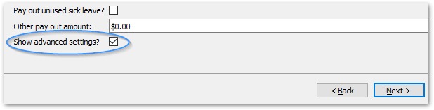 Advanced settings option